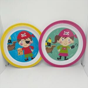 NEW Set of 2 Citrus Grove Pirate Themed Plastic Dinner Plates for Boy and Girl